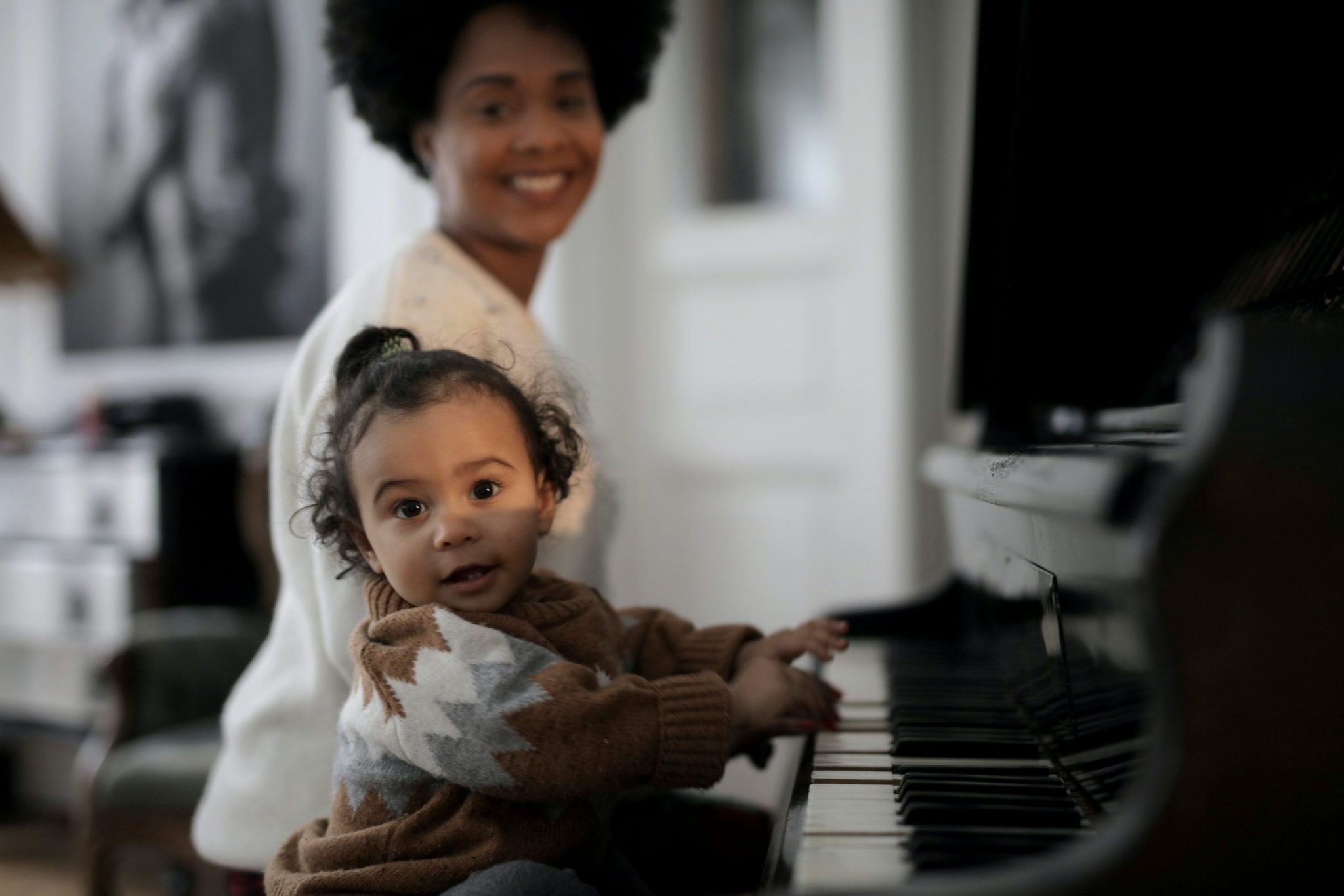 baby playing piano